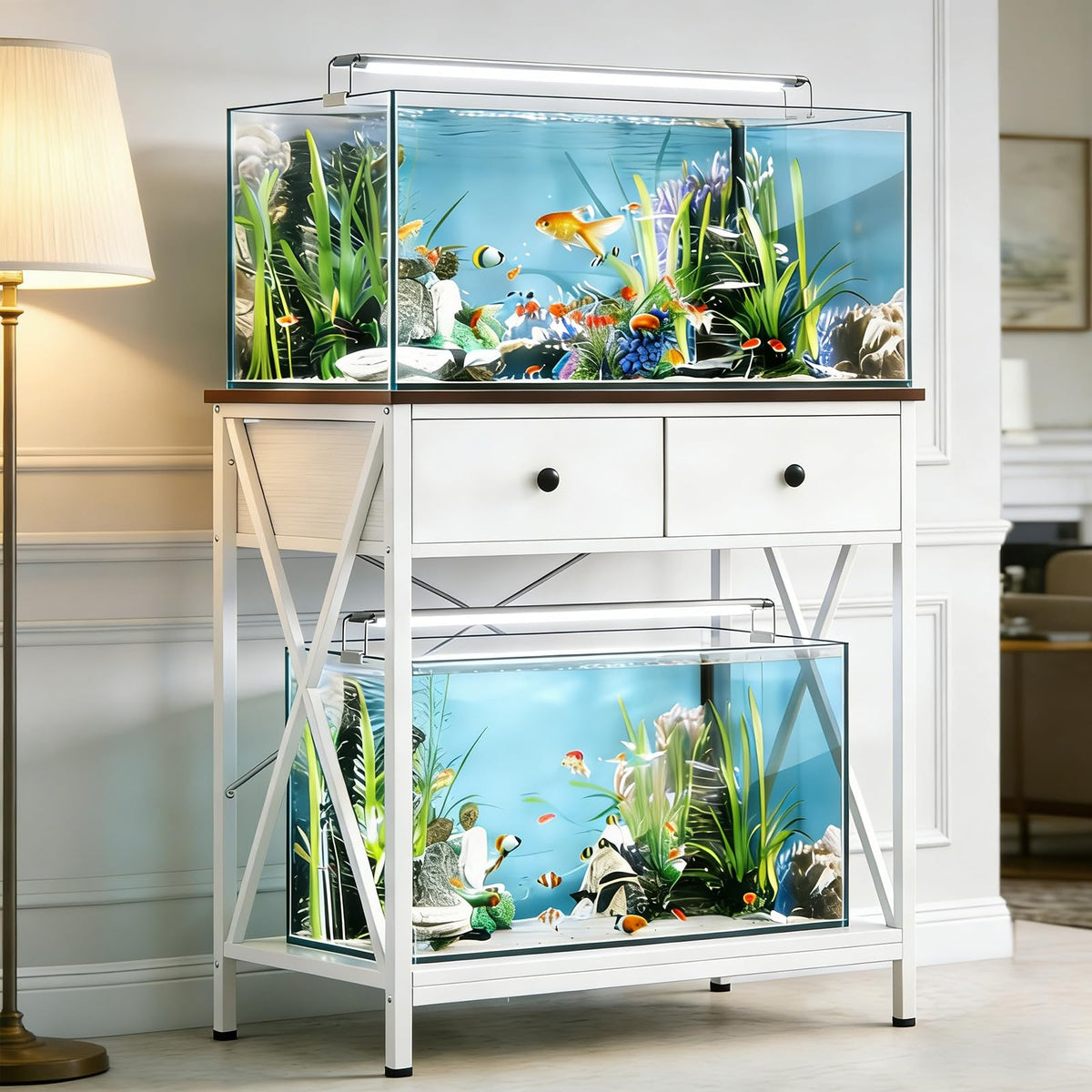 Fish Tank Stand with Drawer,20-29 Gallon Aquarium Stand Easy Assemble