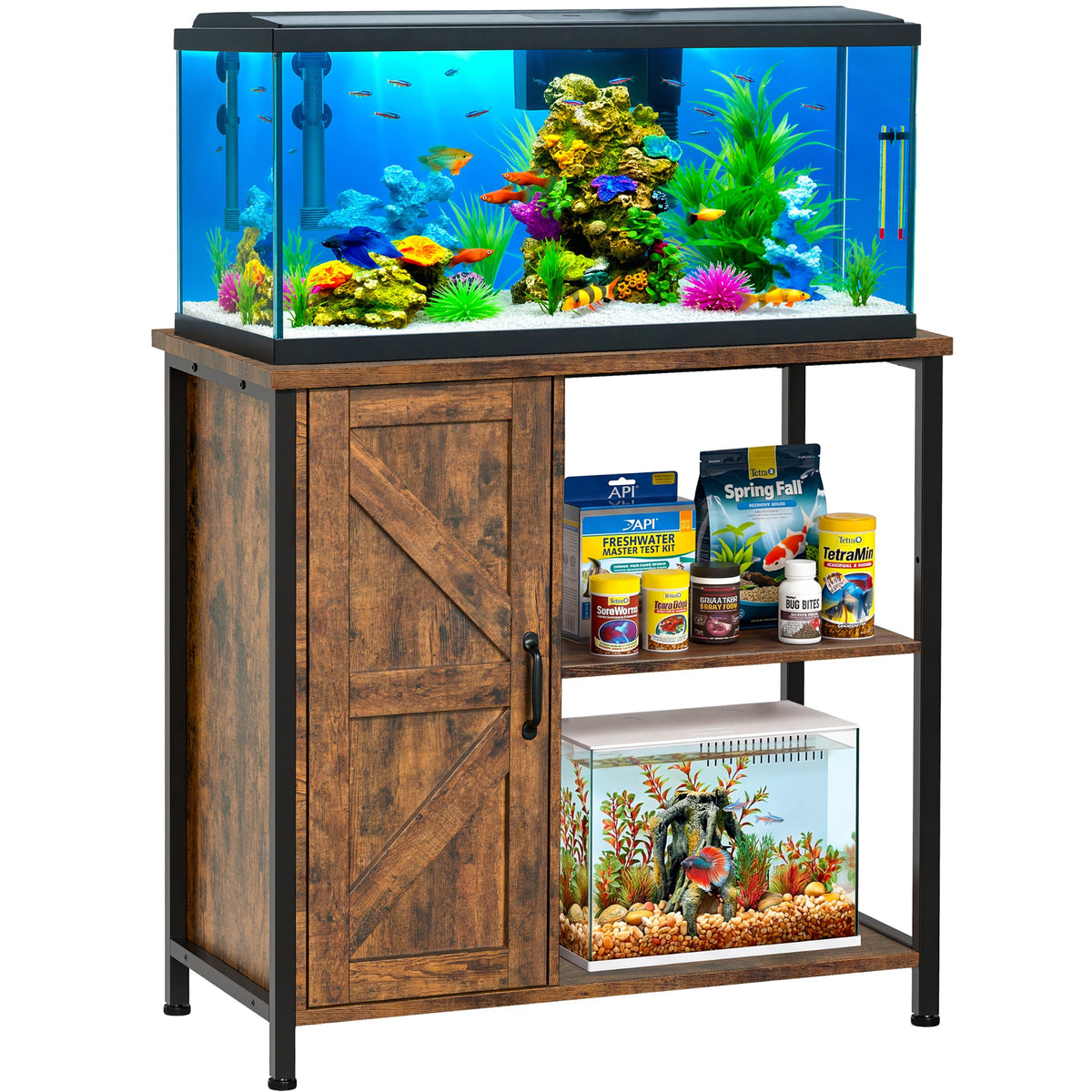 20/29/30 Gal Fish Tank Stand with Storage Cabinet Farmhouse Aquarium Stand